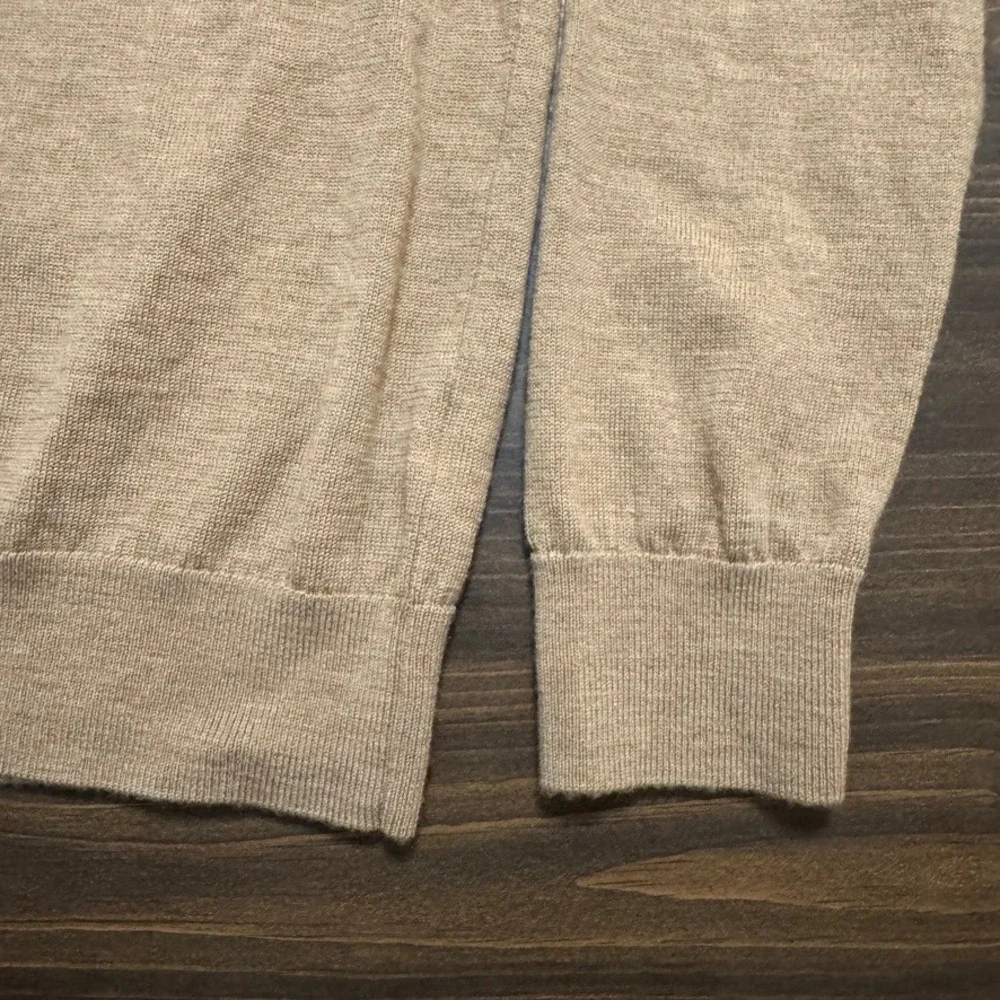 Banana Republic‎ sweater Large Khaki Beige 100% merino wool 1/4 zip mock neck